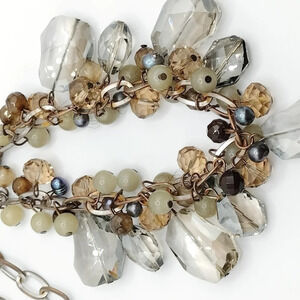 Antique Silver Mix Metals Glass and Acrylic Chunky Fashion Beads Necklace